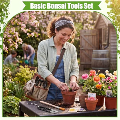 8 Sets Kids Mini Gardening Tools with Storage Bags Succulent Potting Planting Kit Indoor with Metal Rake Trowel and Shovel Small Gardening Tools for Cultivating Weeding Transplanting