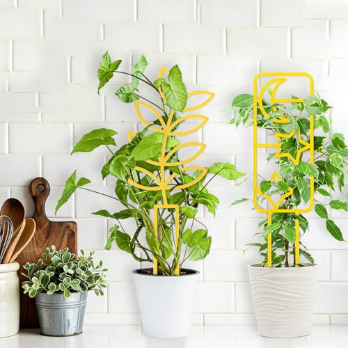 4 Pcs Plant Trellis Indoor Gold Small Trellis for Potted Plants - style: Unique,Gold
