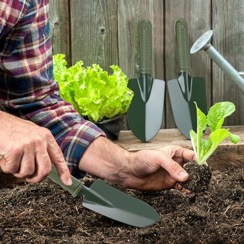 Yaocom 12 Pcs Garden Shovel Trowel Gardening Hand Tools Small Hand Shovels for Digging Metal Trowel Spade with Plastic Handle Anti Slippery for Lawn Yard Home Farm Planting