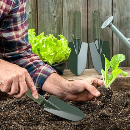 Yaocom 12 Pcs Garden Shovel Trowel Gardening Hand Tools Small Hand Shovels for Digging Metal Trowel Spade with Plastic Handle Anti Slippery for Lawn Yard Home Farm Planting