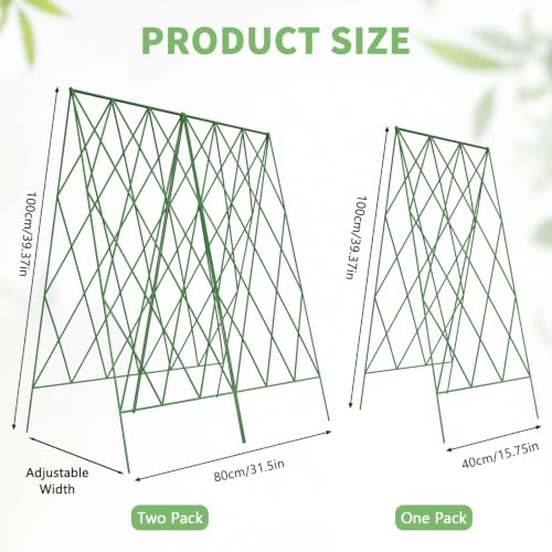 DoCred 39.4" H Cucumber Trellis, 2 Pack Foldable A Frame Garden Trellis - color: Steel Green, size: 39.4" H (Standard)