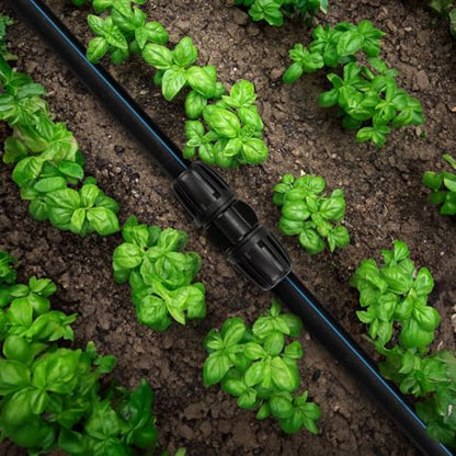 19 Pieces 1/2 Inch Drip Irrigation Fittings Kit, 1/2'' Drip Line Barbed Fittings for 1/2 Inch Irrigation Tubing (1/2" ID x 0.650" OD) Anti-Leak Lock Nut Connectors for Garden Drip System - size: 1/2" Fittings Kit-19P