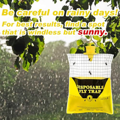 Outdoor Fly Traps for Patio - 8 Large Pre-Baited Flies Bags Disposable - size: 8 pack