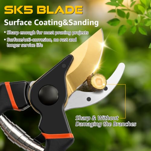 3 Packs Pruning Shears for Gardening Heavy Duty, Ultra Sharp Pruners with Soft Cushion Grip Handle Pruners Set with Gardening Gloves - color: Black&orange&green, size: 3 PCS