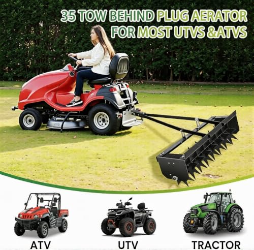 32 Inch Tow Behind Aerator, 132 LBS Heavy Duty Rolling Lawn Aerator