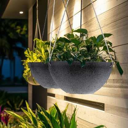 LA JOLIE MUSE Large Hanging Planters for Outdoor Plants, Set of 2,13 Inch - color: Concrete Gray
