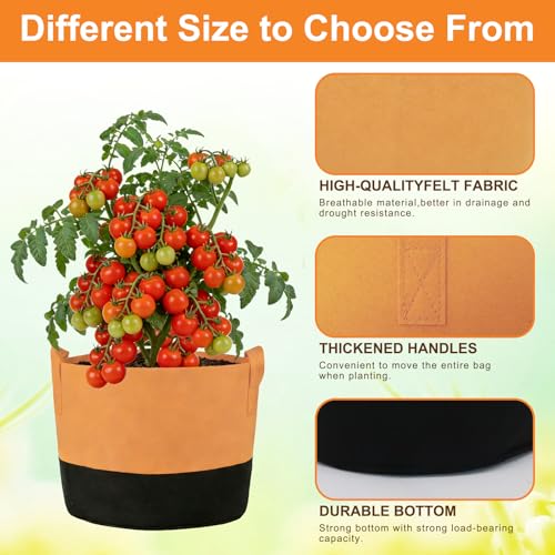 18 Pack Grow Bags, Heavy Duty Fabric Pots Nonwoven Potato Grow Bags