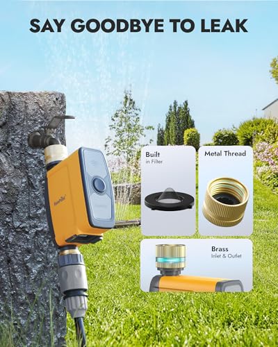 RAINPOINT WiFi Water Timer, Smart Hose Timer for Garden Hose, WiFi Irrigation Controller, Smart Sprinkler System Valve, APP & Voice Control, Weather-Based Automatic Rain Delay, Brass Inlet & Outlet - style: Timer with WiFi Hub