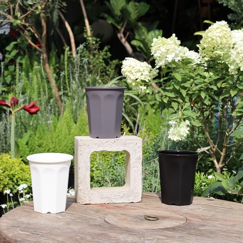 14 Pack 4.40 Inch Plastic Deep Nursery and Seedling Pots, Round Transplant Seed Starter Planter,Gray Color - color: Gray, size: 4.40 inch