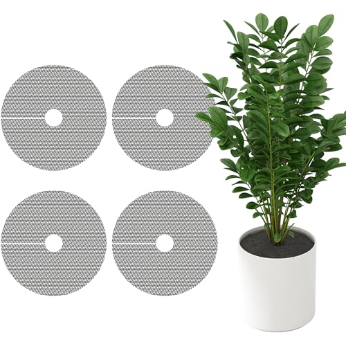 Adnee 4 Pcs Plant Pot Grids, 16" Cuttable Round Planter Pots Soil Guard - color: 4 Pcs 15.7" Round