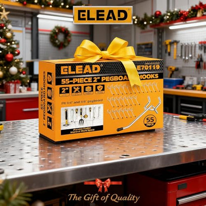 ELEAD 55-Piece 2 Inch Pegboard Hooks, Heavy Duty Peg Board Organizer Accessories, Peg Board Tool Hangers Fit for 1/4" and 1/8" Pegboard Hanging Tools Garage, Workshop, and Craft Storage - style: 55-Piece 2 Inch