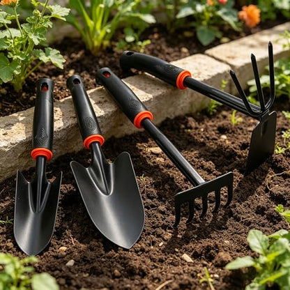 Garden Hoe Weeding Tool 2-in-1 Dual Head Hand Cultivator Iron Tool - color: Black Garden Hoe Set