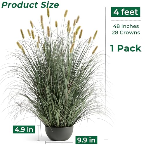 4ft Potted Onion Grass - 1 Pack, Extra Lush Artificial Plant and Greenery - size: 4ft - 1pack
