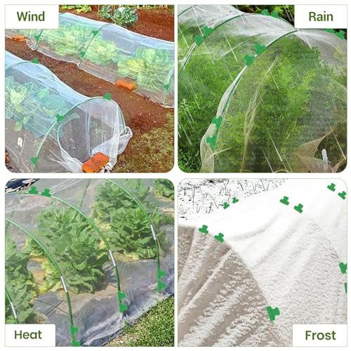 Garvee Garden Netting Kit, 8 x 24 ft Fruit Tree Mesh Netting with 5 Sets Fiberglass Garden Hoops & 20 Clips, Insect Bird Barrier Cover for Vegetable, Fruit, Flowers Protection, White