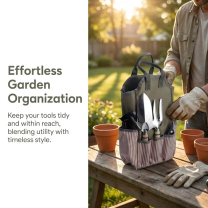 Multi-Pocket Gardening Tool Tote Bag Canvas Garden Organizer with Large Capacity Pouch Durable Tool Carrier for Yard & Patio - color: Cloth-Bag