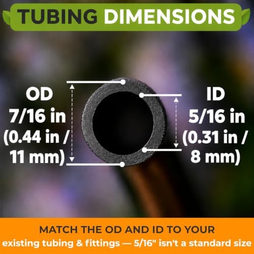 CARPATHEN 5/16" Irrigation Tubing Parts for Drip Irrigation Watering System - size: 100 ft