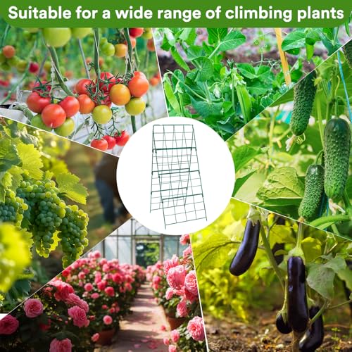 17 x 42 Inch Garden Trellis for Raised Beds Foldable Climbing Plant Support Cucumber Trellis Outdoor A-Frame Metal Vegetable Trellis with Garden Supplies for Grape Tomato Peas Flower - size: 17 x 42 Inch