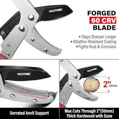 HAUTMEC Anvil Loppers for Tree Trimming Heavy Duty, Extendable 27-37'' Garden Loppers with Compound Action System, 2" Cutting Capacity,with replacement blades, HT0461 - color: Loppers & Blade