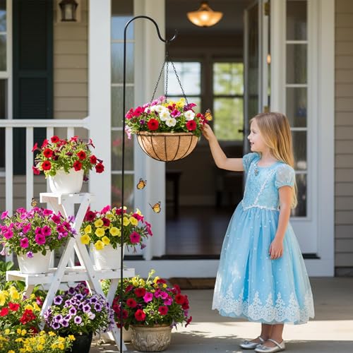 4 Pack 8 Inch Hanging Baskets for Plants Outdoor Metal Hanging Planter Basket with Coco Coir Liner Hanging Flower Baskets Hangings Flower Pots Holder for Garden, Patio(Watermelon) - size: 8 Inch, style: Garden