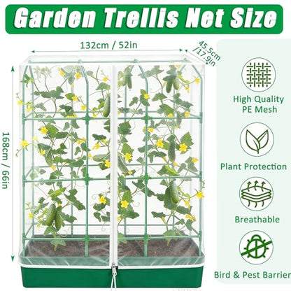 52" x 18'' x 66'' Garden Bird Netting Plant Cover for Cucumber Trellis