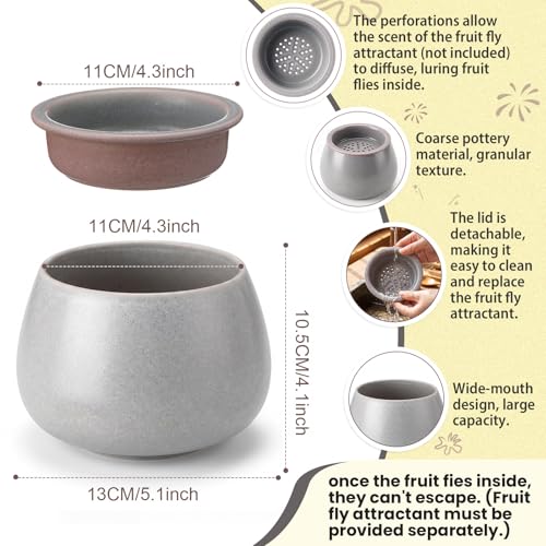 1 Pack Ceramic Fruit Fly Traps Reusable, Reactive Glaze, Light Blue Gray - color: Light Blue Gray, size: Reactive Glaze