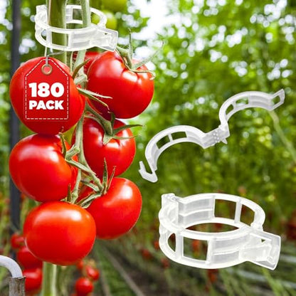180 Pcs Plant Support Clips, Clear Plastic Trellis Clips, Garden Clips, Vegetable Clips, Vine Tomato Clips for Plants Support, Plant Clips for Climbing Plants to Grow Upright & Healthier - RamPro