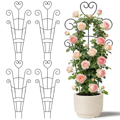 4 Pack 30'' Large Metal Plant Trellis for Climbing Plants, - color: Black-4pcs
