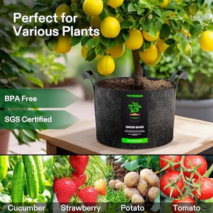 VIVOSUN 5-Pack 30 Gallon Plant Grow Bags Fabric Pots with Handles - color: Black, size: 30 Gallons
