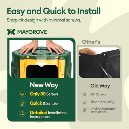 MAYGROVE Outdoor Compost Bin 53 Gallon Dual Chamber Composting Tumbler - color: Green, size: 53 Gallon