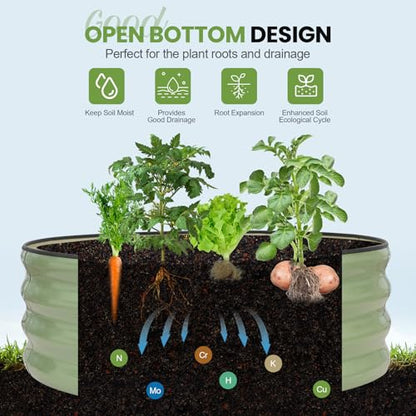 G GOOD GAIN Round Raised Garden Bed Outdoor, 3x3x1ft, 2Pcs, Olive Green - color: Olive Green, size: 3x3x1 FT (2 Packs)