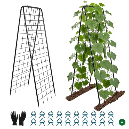 Perszen 2 Pack Cucumber Trellis for Garden, A-Frame Vertical Arch Trellis - size: 2Pack