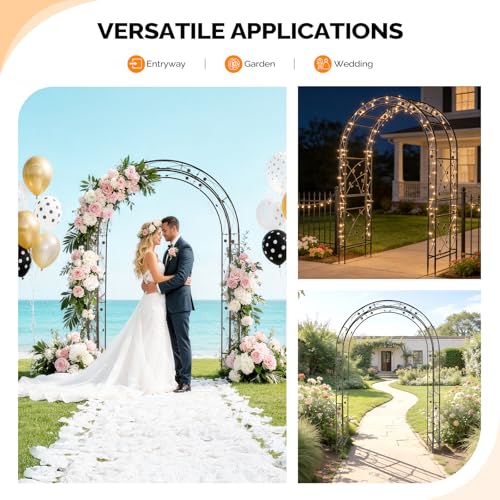 VINGLI Garden Arbor, Arch for Wedding Ceremony Party, Christmas Garden Decor Steel Garden Trellis for Plant Climbing, Pergola for Garden, Backyard, Lawn (Arch Top, Bronze) - style: Arch Top, Bronze