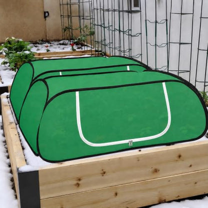 2Pc Pop Up Winter Garden Rows Plant Cover,Raised Bed Freeze Plant Protector - color: Green-2Pc