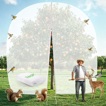 12.6 * 12FT Large Fruit Tree Netting, Tree Nets for Fruit Trees with Zipper and Drawstring, Insect Netting Barrier for Garden Blueberry Bushes Cherry Peach Apple Protection from Squirrels Birds Pests - size: 12.6FT x 12FT