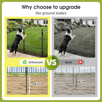 Bepatio Garden Fence with Gate, 5 Panels 24in x 10ft Metal Animal Barrier - size: 5 Panels 24in(H)x10ft(L)-With Gate