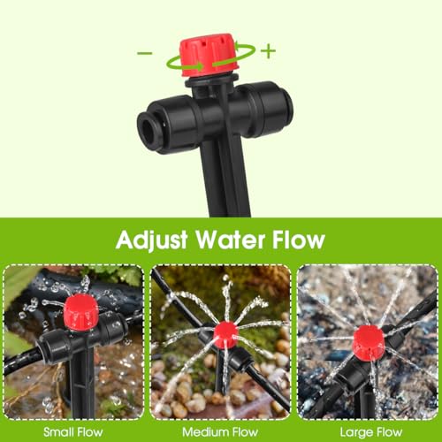 25 Pcs Drip Irrigation Emitters with Stake - Adjustable Drip Emitter Stream for 1/4" Drip Line Irrigation Tubing - Drip Irrigation System Parts Drippers Sprinkler Heads for Garden Watering System -Red - style: 25 Pcs Red Double Hole Drip Emitters Stream