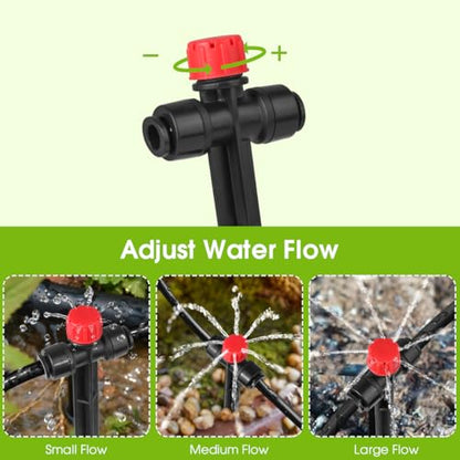 25 Pcs Drip Irrigation Emitters with Stake - Adjustable Drip Emitter Stream for 1/4" Drip Line Irrigation Tubing - Drip Irrigation System Parts Drippers Sprinkler Heads for Garden Watering System -Red - style: 25 Pcs Red Double Hole Drip Emitters Stream