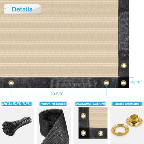 Patio Paradise 4' x 2' Beige Privacy Fence Screen Heavy Duty Fence Cover with Grommets, Mesh Shade Fencing Chain Link Temporary Fence Panels for Outdoor Balcony Deck Patio Backyard - color: Beige, size: 4' x 2'