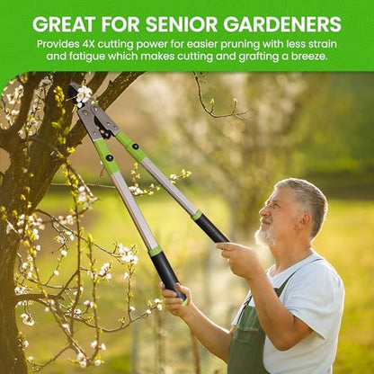 Garden Guru Extendable Anvil Lopper Tree Trimmer with Compound Action, Chops Thick Branches with Ease, 28-40”, Non-Stick High Carbon Steel Blade, Heavy Duty Branch Cutter, 2 Inch Clean Cut Capacity, 2 - size: 2 Pack, style: Extendable Anvil Lopper