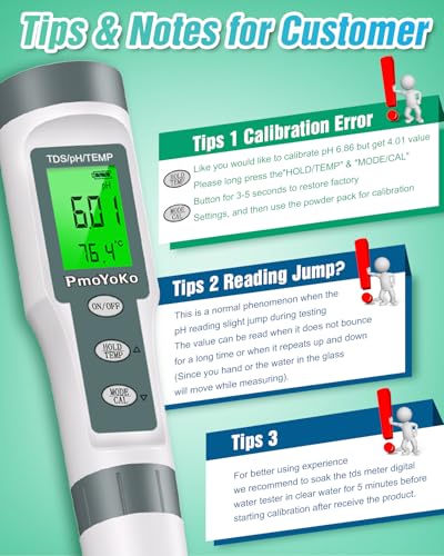 pH Meter, 3-in-1 TDS Meter Digital Water Tester with 0.01 High Precision