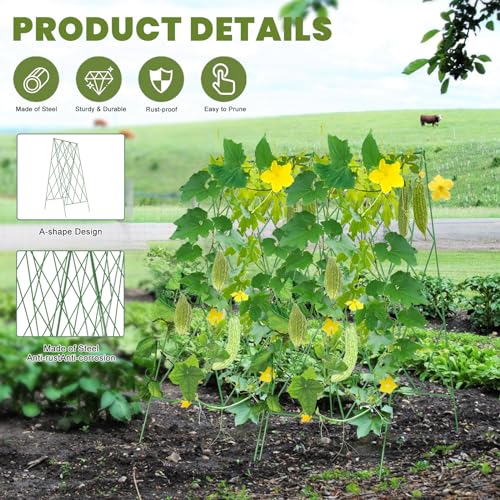 Cucumber Trellis 2 Pack,Foldable A-Frame Garden Trellis - color: Green, size: 39.4" H