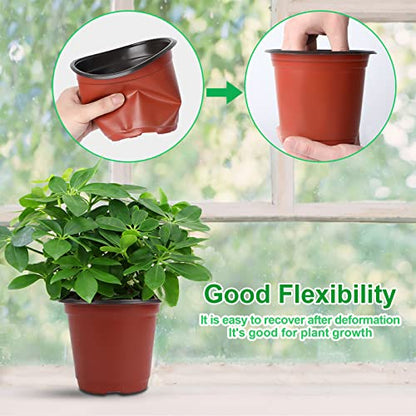 Augshy 40 Pcs 6 Inches Plastic Plant Nursery Seed Starting Pot for Outdoor - size: 6 Inch
