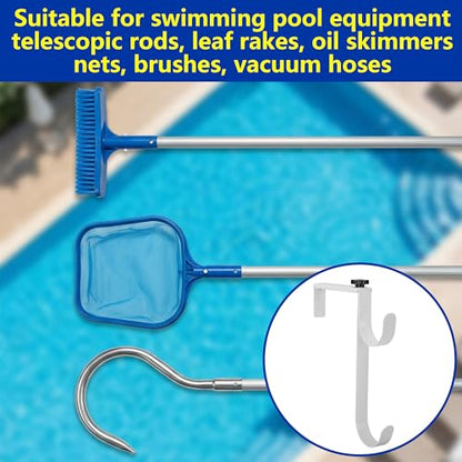 2 Pcs Double Pool Fence Hooks for Equipment, Adjustable Pools Pole Hanger