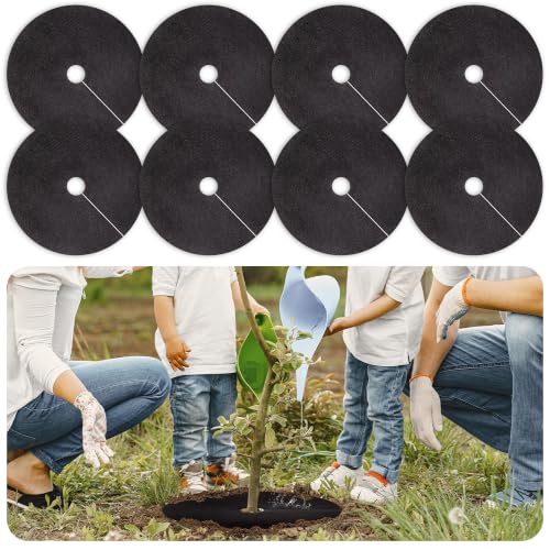 20.5" Non-Woven Tree Mulch Ring 8 Pack, Weed Barrier Mat,Degradable Tree Mulch Used to inhibit Weed Growth and Landscape Weed Control Plant Root Protection - color: Black- 8 Pack-20.5"