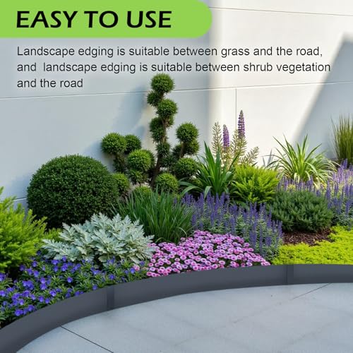 Landscape Edging Kit, Galvanized Steel Edging Landscape Lawn Edging Powder for Lawn Yard, Coated Bendable Metal Strips, No-Dig Hammer-in Edging Border w/Clips (6 INCH 6 PCS, Navy Blue) - color: Navy blue, style: Navy blue 6 INCH 6 PCS