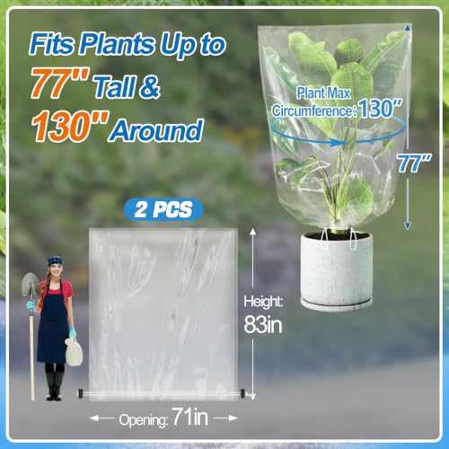 ANPHSIN 2Pcs 71"x83" Extra Large Winter Plant Cover Freeze Protection - size: 83"H, 71" Opening