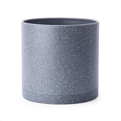 D'vine Dev Plastic Planter Pot with Saucer, 10 in, Speckled Grey, 74-X-G-2 - color: Speckled Gray, size: 10 Inch
