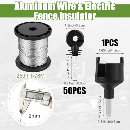 MorningRo Electric Fence Charger Kit 10 Mile 0.5J 50 Insulators 250ft Wire - style: 0.5 Joule