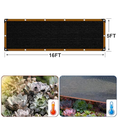 Shade Cloth - for Garden 90% Plant Shades Mesh Tarp with Grommets Outdoor Sun Shades Netting for Chicken Coop Greenhouse Vegetables Pergola Patio Cover - size: 5×16FT