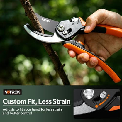 Anvil Pruning Shears, 3/4" Cut Capacity Garden Clippers Heavy Duty - color: Orange